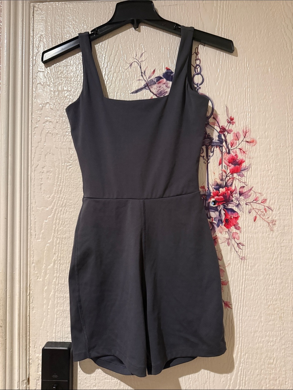 Women's Black Square-Neck Romper Dress